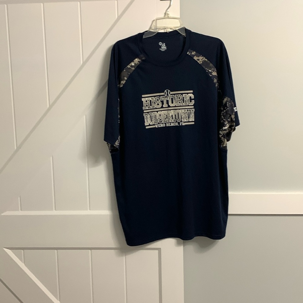 Badger Sports Moisture Wicking Athletic Tee Shirt Dodgertown Vero Beach Blue